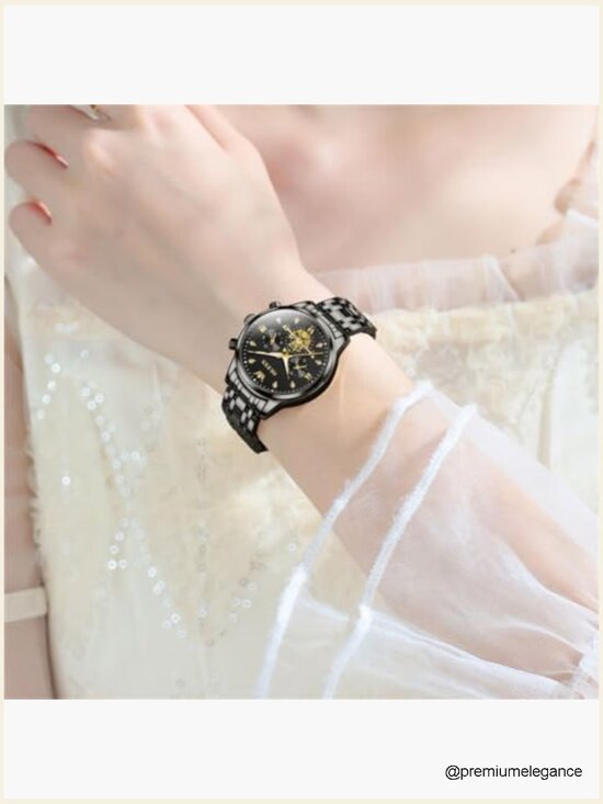 Multifunctional Two Tone Diamond Watch Women Stainless Steel Waterproof main image 5